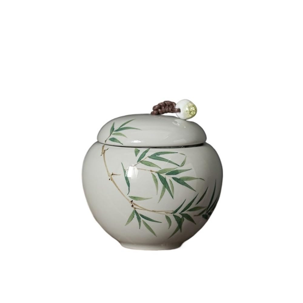 Stroage Jar Hand Painted Ceramic Storage Tea Container Sugar(Green)
