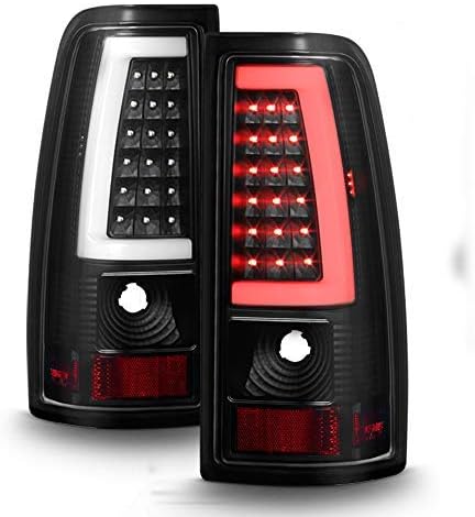 ACANII - For Black 1999-2006 GMC Sierra 1500 2500 3500 99-02 Chevy Siverado LED Tube Tail Lights Brake Lamps Left+Right