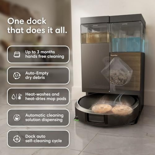 Image of iRobot Roomba Plus 575 Robot Vacuum & Mop Combo, 25,000Pa Suction, PrecisionVision AI Obstacle Avoidance, 90 Days Emptying, Multifunction Dock, Self‑Cleans, Heated Wash & Dry, Lifting Spinning Mops