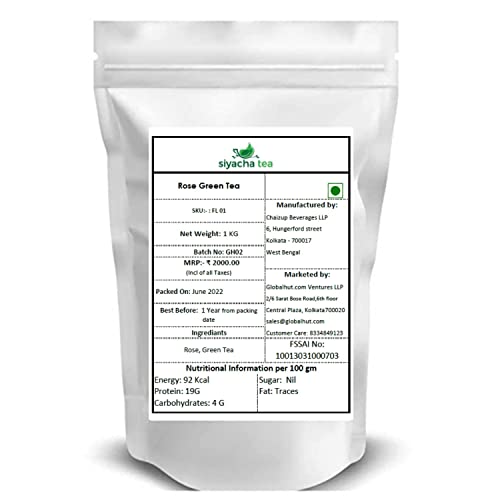 Image of Siyacha Tea, Exotic Rose Green Tea, 1 KG, Natural Dried Rose Petals for Healthy and Glowing Skin, Herbal Healthy Beverage, Makes 500 Cups (approx)