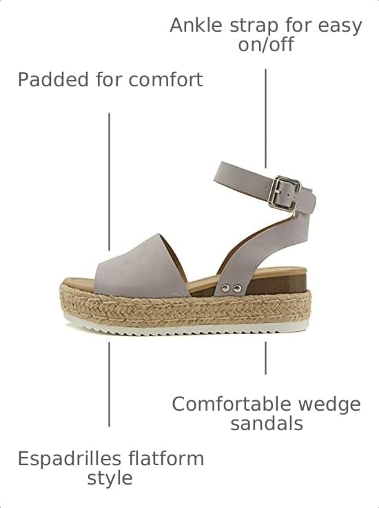 Image of Soda Topic Open Toe Buckle Ankle Strap Espadrilles Flatform Wedge Casual Sandal
