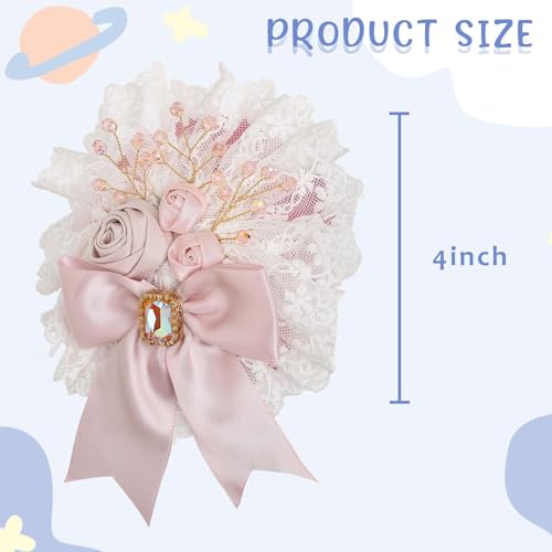 Bohend Tea Party White Fascinators Hats Bow Flower Ribbon Women Hat Rhinestone Lace Hair Clip Wedding Accessories for Girls4