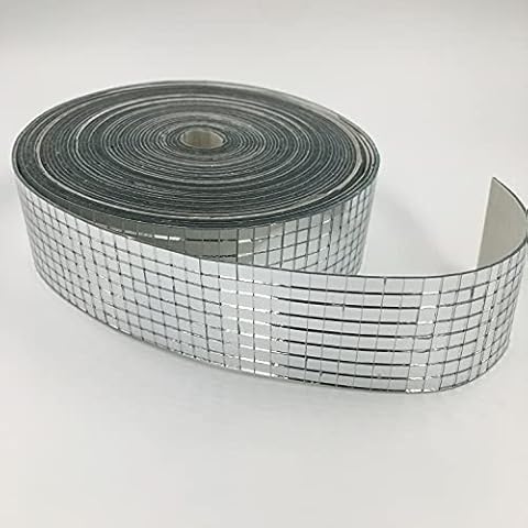 NUO RUI Real Glass Craft Mini Square Mirrors Mosaic Tiles Mirror Sheets Mosaic Sticker (Silver) Cover