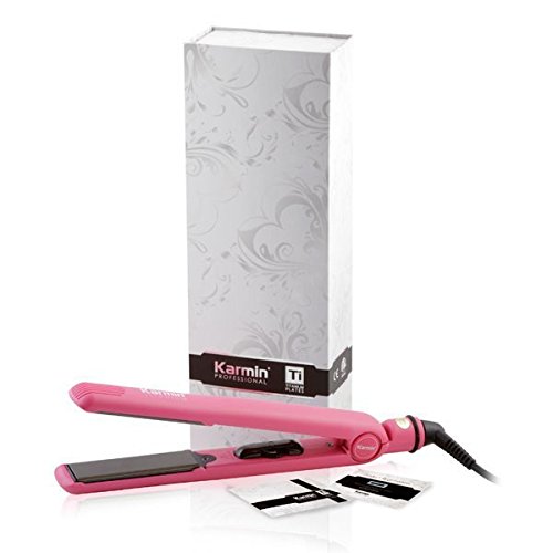 Karmin KM4000P - Plancha de pelo/cabello profesional de titanio color rosa 1”...