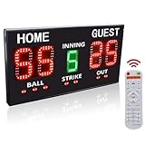 YZ LED Baseball/Softball Scoreboard for Fence, High-Light Digital Scoreboard with Remote, Rechargeable Wireless Electronic Baseball Scoreboard, Score Keeper with Innings Balls Strikes Outs Outdoor