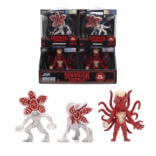 Jada Figuras de metal Stranger Things 7 cm, 3 Variedades colecionáveis: Demogorgon, Demodog e Vecna, caixa janela individual, licença oficial, envio aleatório, 8 anos (9385328300W01)
