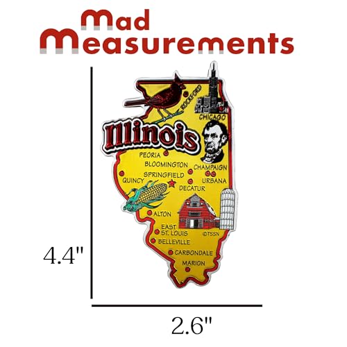 Imán Decorativo Estado Illinois 2.6x4.4 pulgadas miniatura 2