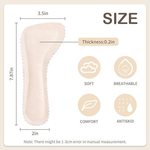 Image of SooGree Adhesive High Heel Insoles Women 3 /4 Cushioning Inserts, Anti-Slip Invisible Slim Inserts Liners Ball of Foot & Arch Support Insoles Sponge Leather Relieve Pain (4 Pairs Beige)