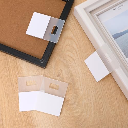 Image of 30PCS Adhesive Picture Hangers Without Nails, Plastic Sawtooth Wall Hangers, No Nail Stick on Poster Hanging No Hole Damage Free Picture Hanger Frame Hooks for Back of Frames