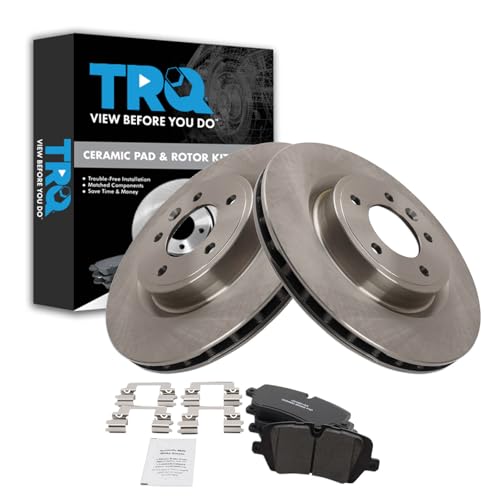 Image of TRQ Rear Brake Pad and Rotor Set Ceramic Compatible with 2018-2020 Land Rover Discovery Range Rover 2019-2020 Range Sport