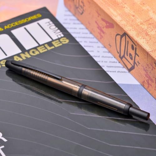 Image of GOLD LEAF Jinhao 20 Press Retractable Fountain Pen - Fine Nib with Converter - Plastic Body & Metal Clip - Multiple Colors - Smooth Writing Pen (No Ink Included) (Transparent Black (Black clip))
