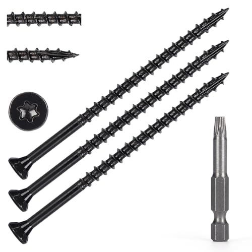 Image of Wood Screws #10 x 3'', T25 Star Torx Drive Flat Head Deck Screws, Black, 67Pcs (1lb)