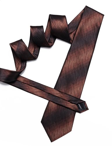 Image of Barry.Wang Striped Men Ties Set Silk Necktie Handkerchief Cufflinks