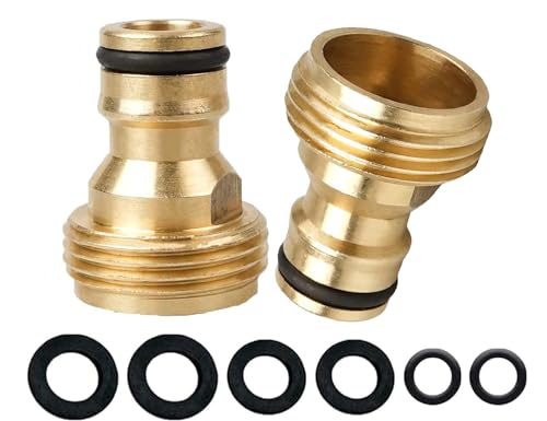 2 Pack Brass Garden Hose Tap Connector, 3/4 inch Brass Male Threaded Tap Connector, Copper 3/4 BSP Hose Connector Threaded Faucet Adapter Quick Connect Adapter