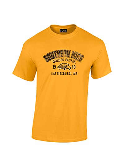 Southern Mississippi Golden Eagles 100% Pre-Shrunk College Short Sleeve, Gold, Large