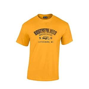 Southern Mississippi Golden Eagles 100% Pre-Shrunk College Short Sleeve, Gold, Large