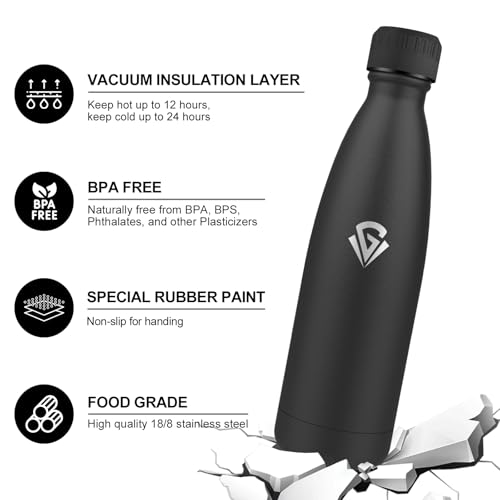 Borraccia Termica 500ml, Bottiglia Acqua Senza BPA, Bottiglia Termica Riutilizzabile con Doppia Parete, Antigoccia, Borraccia Acciaio Inox Per Bambini, Adulti, Scuola, Ufficio, Escursioni, Sport - Immagine 1