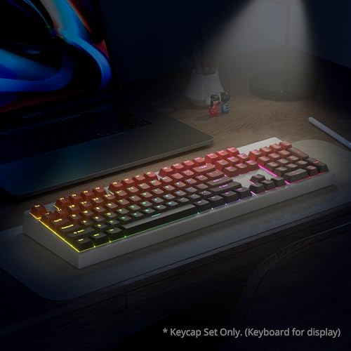Image of PBT Gradient Red Keycaps, Shine Through Cherry Profile Keycaps, Double Shot Custom Minimalist Style for MX Switched Mechanical Keyboard