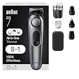 Braun All-in-One Style Kit Series 7 7410, 8-in-1 Trimmer for Men with Beard Trimmer, Body Trimmer for Manscaping, Hair Clippers & More, Sharpest Blade, 40 Length Settings, Waterproof