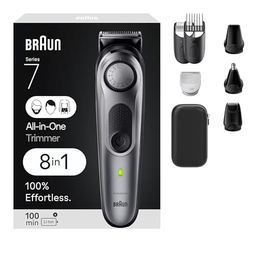 Braun All-in-One Style Kit Series 7 7410, 8-in-1 Trimmer for Men with Beard Trimmer, Body Trimmer for Manscaping, Hair Clippers & More, Braun’s Sharpest Blade, 40 Length Settings, Waterproof