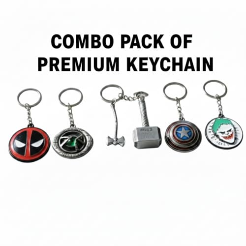 Image of MARVEL THOR Metallic SILVER Hammer,Stormbreaker /Axe & DR STRANGE,CAPTAIN AMERICA SHIELD Spinning KEYCHAIN,Heavy Quality Metal,Combo Pack for Kids Men Women Car Bike Home