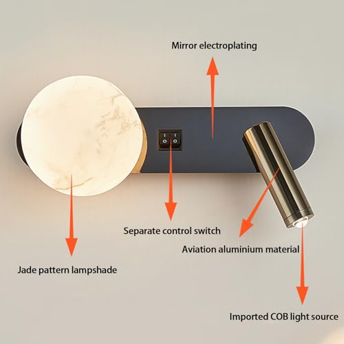 Focos aplique de pared LED interior regulable 2700K-6500K con interruptor blanco 3