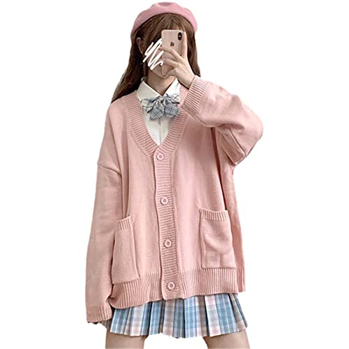 Image of Womens Japanese Cute Kawaii Knitted Cardigan Sweater Cosplay Long Sleeve Button Down JK School Uniform Jacket