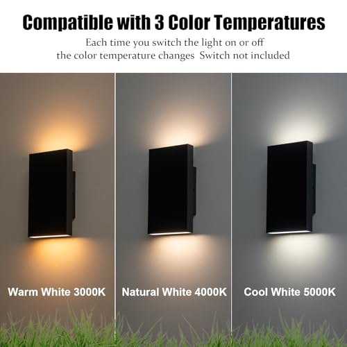 Image of Modern Outdoor Wall Light Black Up and Down Lights Outdoor 10 inch LED Exterior Lighting Fixtures for House, Porch Outside Lights for Entryway Front Door Patio Garage (10W, 3000K /4500K /6000K)