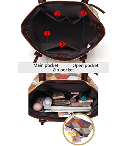 Juego de 2 piezas: bolso tote y cartera para mujer, bolsos de hombro con combinación de colores en PU miniatura 6