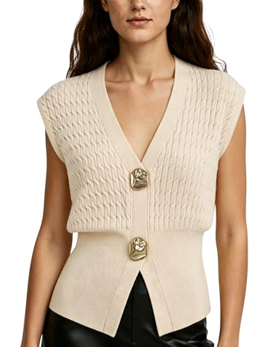 Image of AMEBELLE Vest Tops for Women Cable Knit Sweater Sleeveless V Neck Cardigans Lightweight Knit Pullover Summer Tops