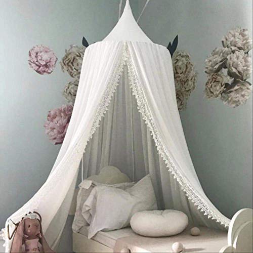 Mosquitera Cama de Matrimonio Cama De Bebé Para Niños Cubierta De Cama Con Dosel Mosquitera Cortina Ropa De Cama Cúpula Tienda Algodón Rosa Blanco Gris Algodón blanco