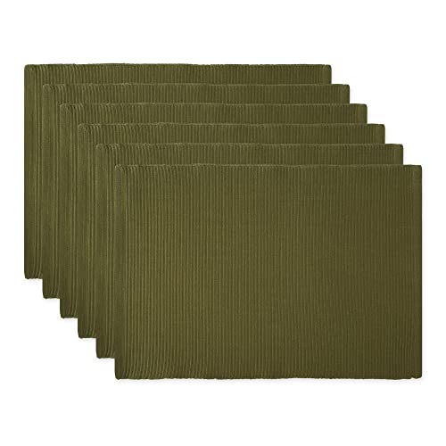 DII Basic Everyday Ribbed Tabletop 100% Cotton, Placemat Set, 13x19, Sage, 6 Piece