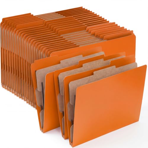 AmazingSpark 24 Pack Orange Classification Folders 1 Divider Bulk