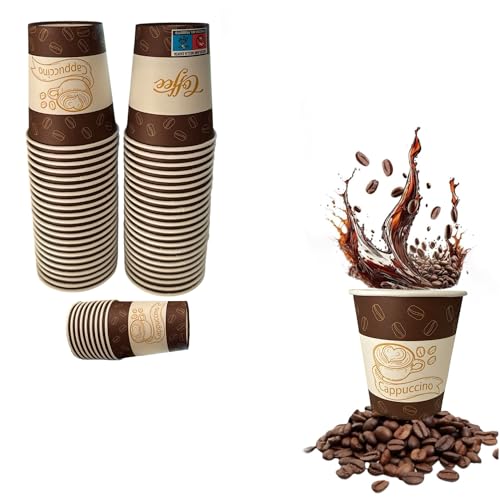 100 Bicchieri in Carta 85ml 200ml 300ml Per Bevande Calde Fredde, Bicchieri XXXl Ecologici Biodegradabili Monouso Made in Italy Per Caffe' Orzo Tè cappuccino birra bibite (Capacità 300 ml)
