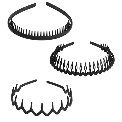 Wllhyf 561476_1+FINE TOOTH COMB 3 Pieces Sharks Tooth Hair Comb Plastic Non Slip Headband Wavy Teeth Hair Hoop Fashion Effortless Hairband Hair Accessory thumb #7