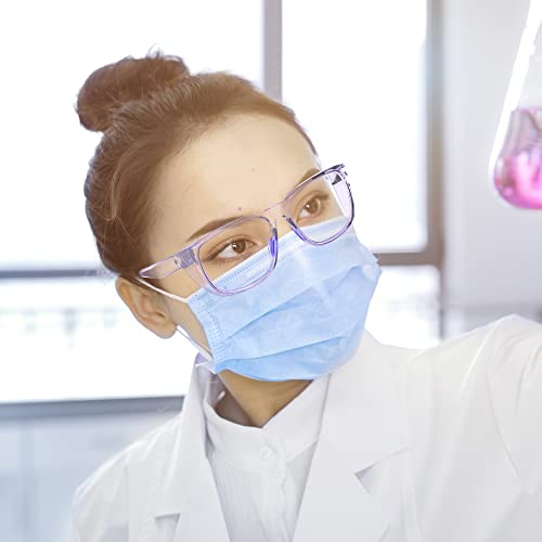 Torege Stylish Safety Glasses For Men, Safety Goggles Eye Protection Scratch Resistant With Anti-Fog And Anti-Blue Light Lens For Nurses Women(C4-Transparent Purple&Blue) #TOP6