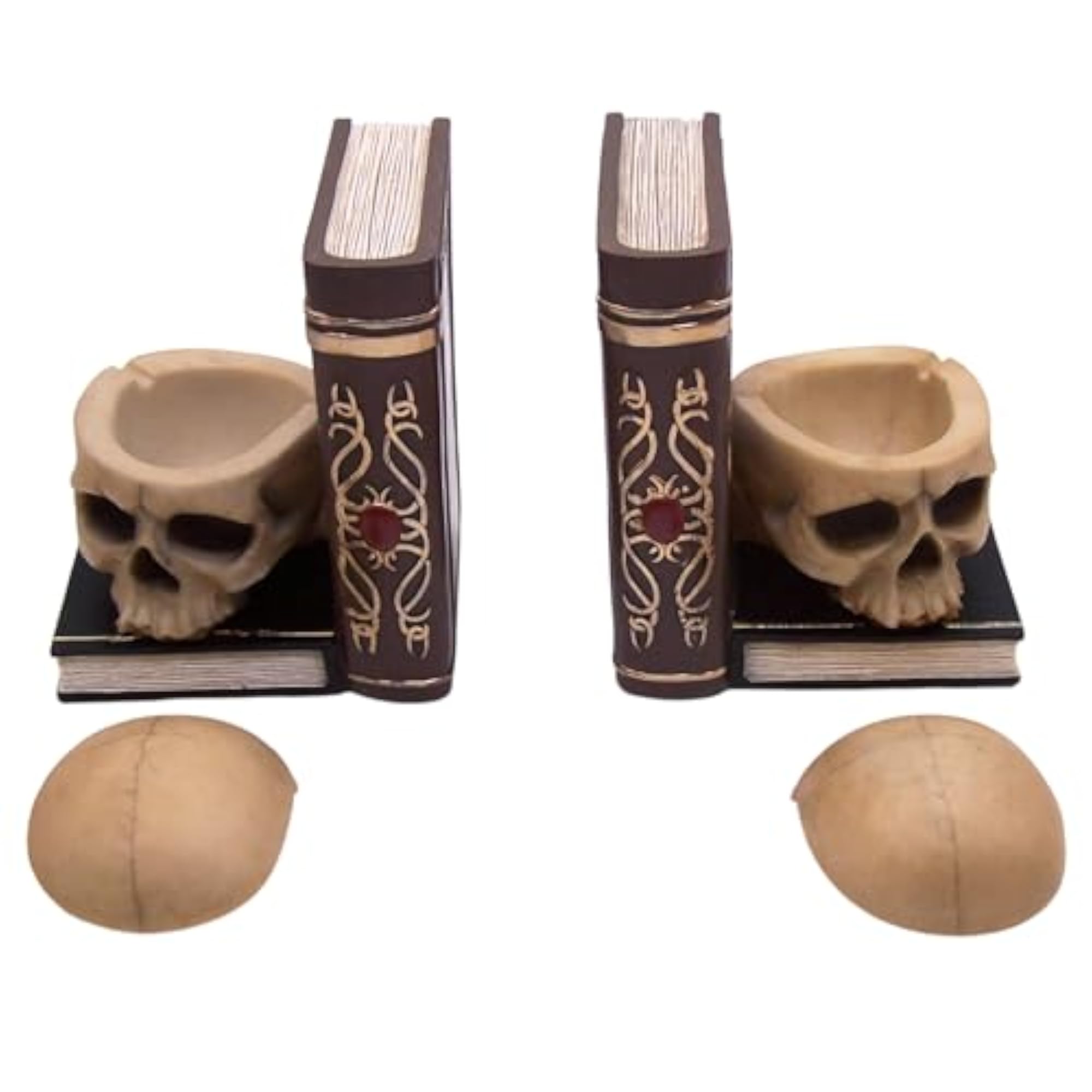 Gothic Skull Bookends and Trinket Box Set