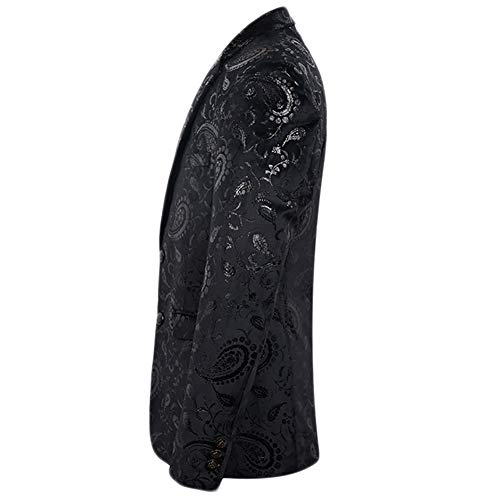 Cloudstyle Men's Dress Floral Suit Notched Lapel Slim Fit Stylish Blazer Dress Suit3