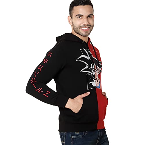 Image of Free Authority Dragon Ball Z Printed Regular Fit Black Poly Cotton Men's Hoodies