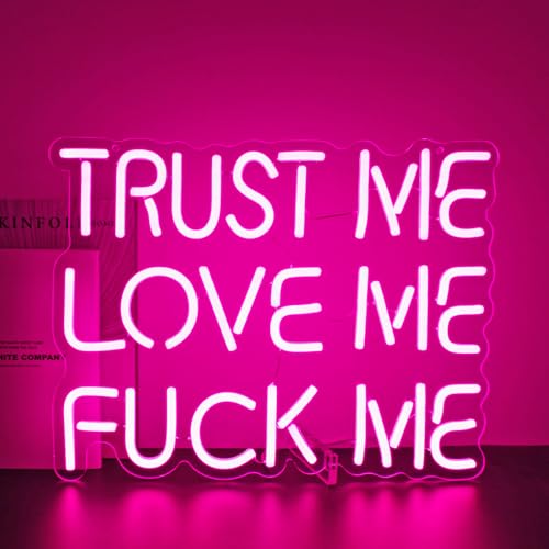 Image of TRUST ME LOVE ME Neon Sign, Neon Signs for Wall Decor Neon Pink LED Signs Room Neon Light Up Signs Home Decor for Bedroom Club Party Bar Shop USB Operated