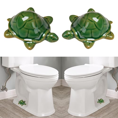 Image of ZUNON Toilet Bolt Caps, Decorative Toilet Bolt Covers, Ceramic Cute Frog Covers Toilet Bolts Bathroom Decor Easy Installation Set of 2 (2pcs Green Turtle)