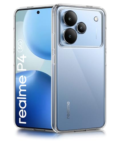 Image of WOW IMAGINE Transparent Back Cover Case for Realme P4 5G | Raised Bumps for Full Device & Camera Protection Shockproof TPU Silicone Back Case Mobile Cover - Transparent