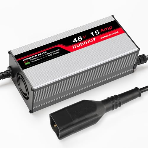 48V 15A Golf Cart Battery Charger for Yamaha G29 & Drive 2 Golf Carts with 3-Pin Round Plug 16FT Long Cable Intelligent Charging Technology Fast Charging & Multi-Protection