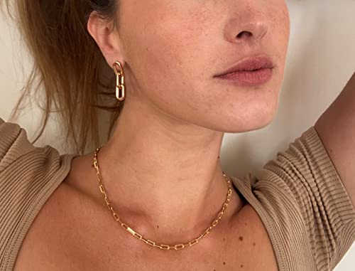 Barzel 18K Gold Plated Paperclip Necklace Chain 4MM - Made In Brazil4