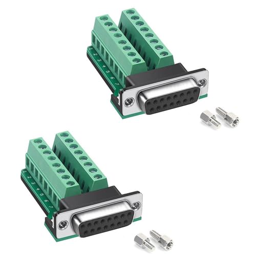 5Pcs Sample Right Angle Male Female DB15 D-sub Connector to Terminal PCB Adapter Module, RS232 Serial Ports to Terminal, G2,M2 - (Color: Rivet with Adhersive, Insert Type: Male)