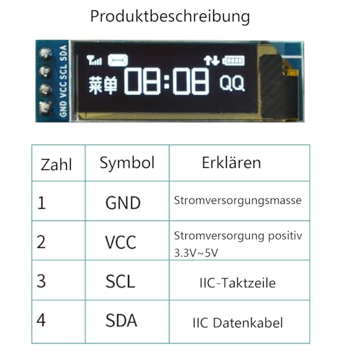 GERUI 3 stück 0,91-Zoll OLED LCD Anzeigemodul Bildschirm Winziges Modul IIC 128×32 LCD Anzeigegerät kompatibel mit kompatibel mit Arduino und anderen Mikrocontollern, 3,3v-5V Weiß