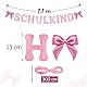 COLOFALLA Einschulung Mädchen Einschulung Deko Schulkind Girlande Schleife Schulkind 2025 Mädchen Einschlung Girlande Einschulung Banner aus Papier Hängende Dekoration Schulanfang