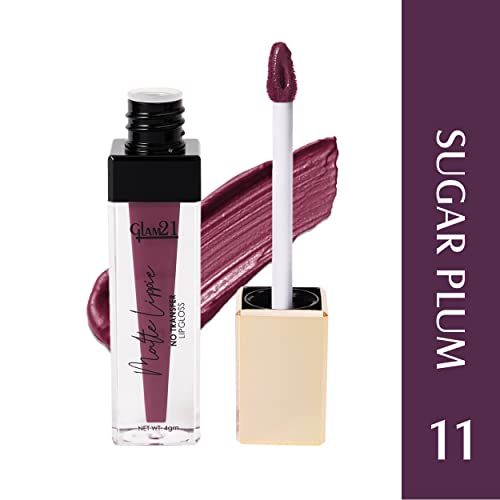 Image of Glam21 Matte Lippie No Transfer Lip Gloss | Lightweight and comfortable| Creamy Matte Formula - 4 gm | Super Plum-11
