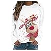 Jersey Navideño Mujer Renos Sudaderas de Estampado Jerseys Navidad Sudaderas Navideñas Ropa para Mujer Manga Larga Pullover Blusas Sudadera De Cuello Redondo Camiseta Invierno De Gran Tamaño
