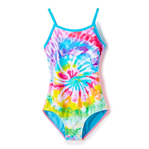 Girls Swimsuit Color Printed Backless Shoulder Swimwear One Piece Swimsuit Sport Set Swimwear for Girls 6-14Years